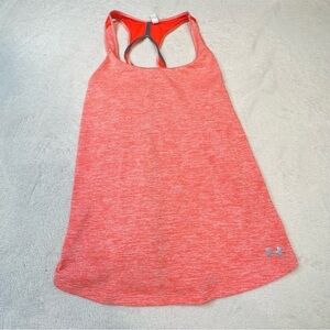 EU Under Armour Orange Heat Gear Fitted Twist Back Running Tank